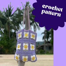 Load image into Gallery viewer, Crochet Pattern for Daisy Flower Beach Bag-Crafting Patterns-EKA