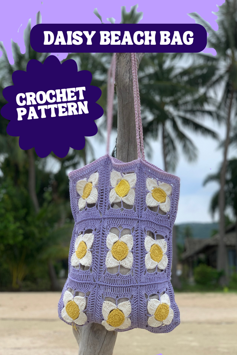 Crochet Pattern for Daisy Flower Beach Bag EKA - Main Image
