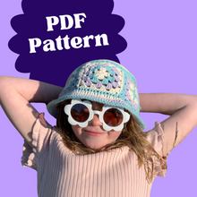 Load image into Gallery viewer, Granny Square Summer Bucket Hat PDF Pattern Download-Crafting Patterns & Molds-EKA