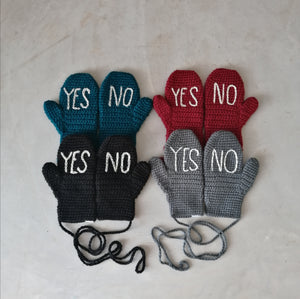 YES NO Mittens Handmade - Adult Size-Mittens-EKA