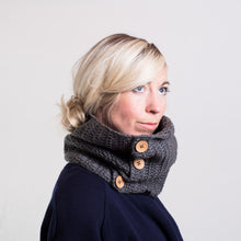 Load image into Gallery viewer, Crochet Kit - Chunky Button Cowl Scarf-Crafting Patterns & Molds-EKA