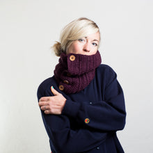 Load image into Gallery viewer, Crochet Kit - Chunky Button Cowl Scarf-Crafting Patterns & Molds-EKA