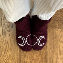 Load image into Gallery viewer, Hecate Triple Moon Goddess Slipper Socks-Slipper Socks-EKA