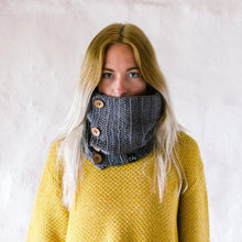 Load image into Gallery viewer, Crochet Kit - Chunky Button Cowl Scarf-Crafting Patterns & Molds-EKA
