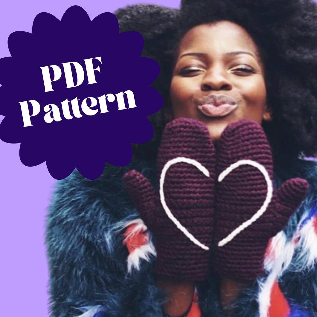 Make Your Own Heart Mittens On A String - PDF Crochet Pattern-Crafting Patterns-EKA