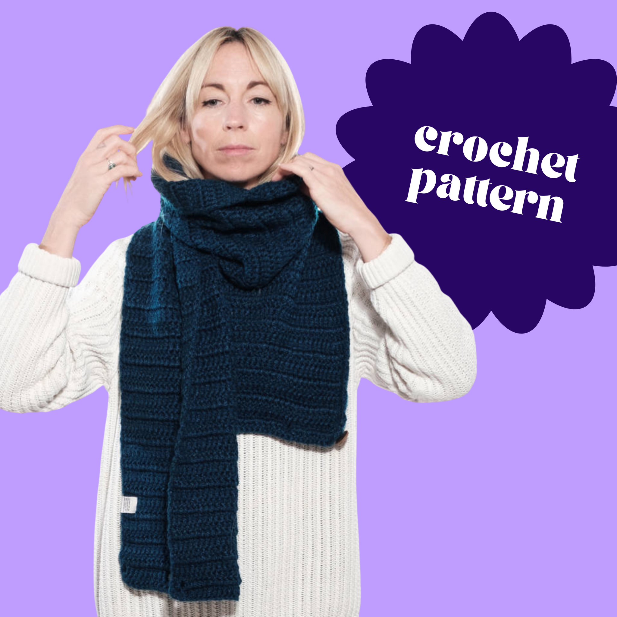 Make Your Own Chunky Long Scarf - Crochet Pattern Digital Download | EKA