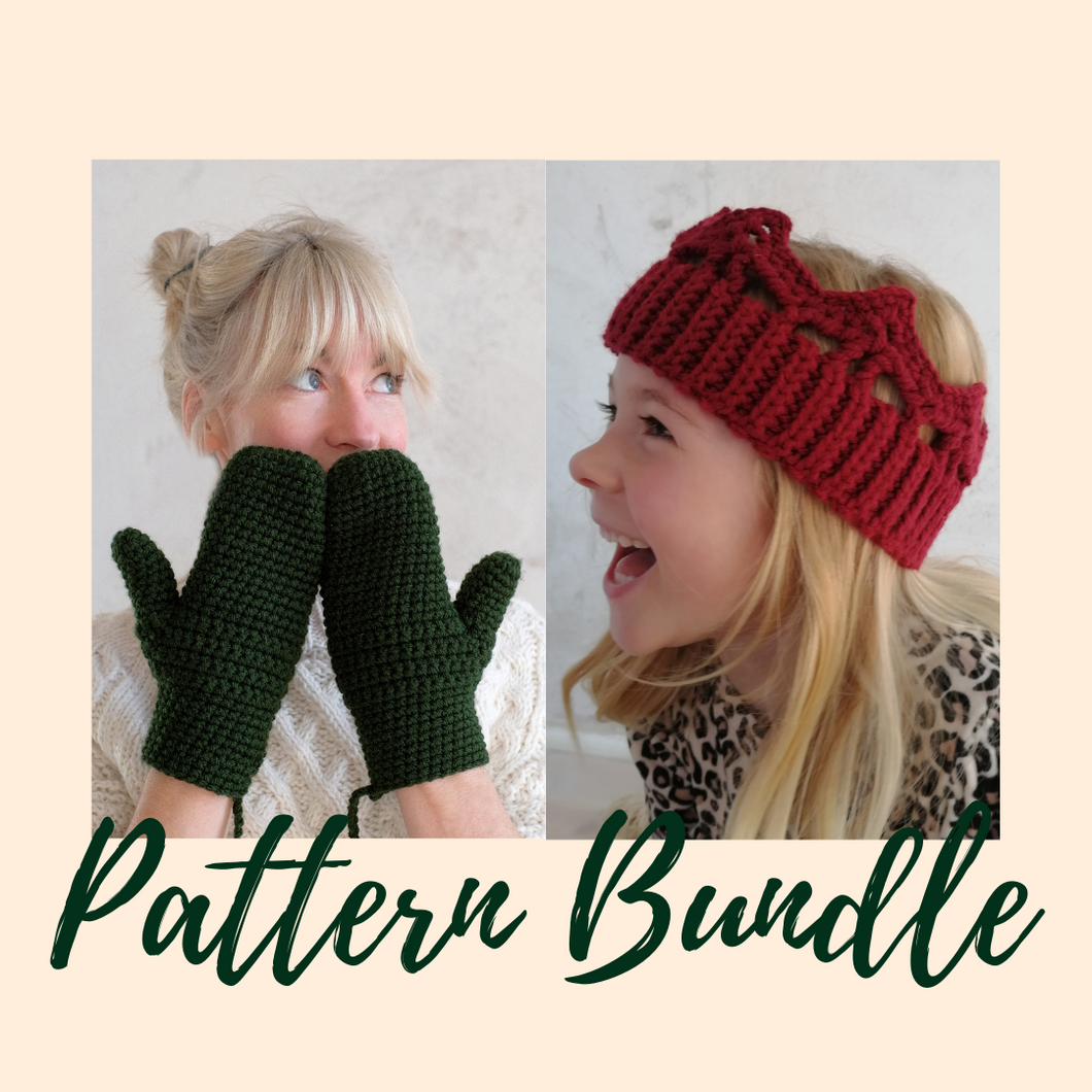 Pattern Bundle - Single Tiered Crown and Mittens on a String Pattern-Crafting Patterns-EKA