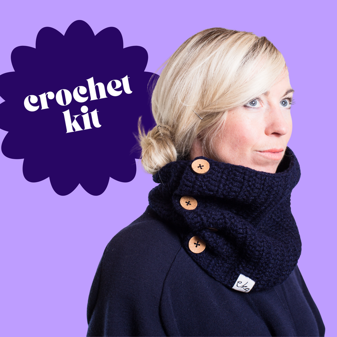 Crochet Kit - Chunky Button Cowl Scarf-Crafting Patterns & Molds-EKA