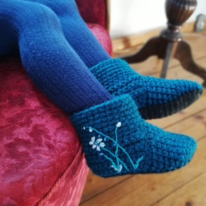 Booties With Embroidered Flowers - baby and child-Baby Booties-EKA