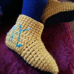 Booties With Embroidered Flowers - baby and child-Baby Booties-EKA