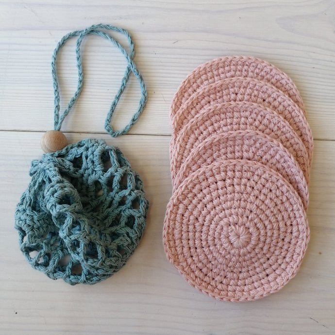 Organic Cotton Face Scrubbies With Wash Bag-Face Scrubbie Set-EKA