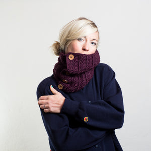 Acrylic Cowl Scarf With Buttons-Scarves-EKA