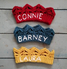 Load image into Gallery viewer, Personalised Crocheted Crown - Baby, Child, Adult-Baby &amp; Toddler-EKA
