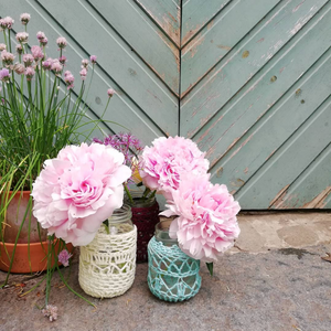 Organic Cotton Lace Covered Jar, Vase and Lantern-Lace Covered Vase-EKA