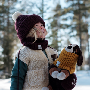 Mini Cowl Scarf With Bobble Hat Set-Hats-EKA