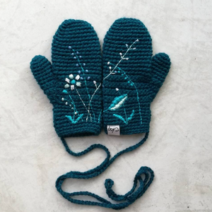 Embroidered Wild Flower Mittens-Mittens-EKA