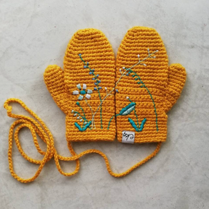 Embroidered Wild Flower Mittens-Mittens-EKA