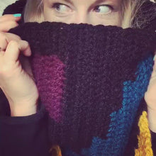 Load and play video in Gallery viewer, Pixelated Colour Block Scarf
