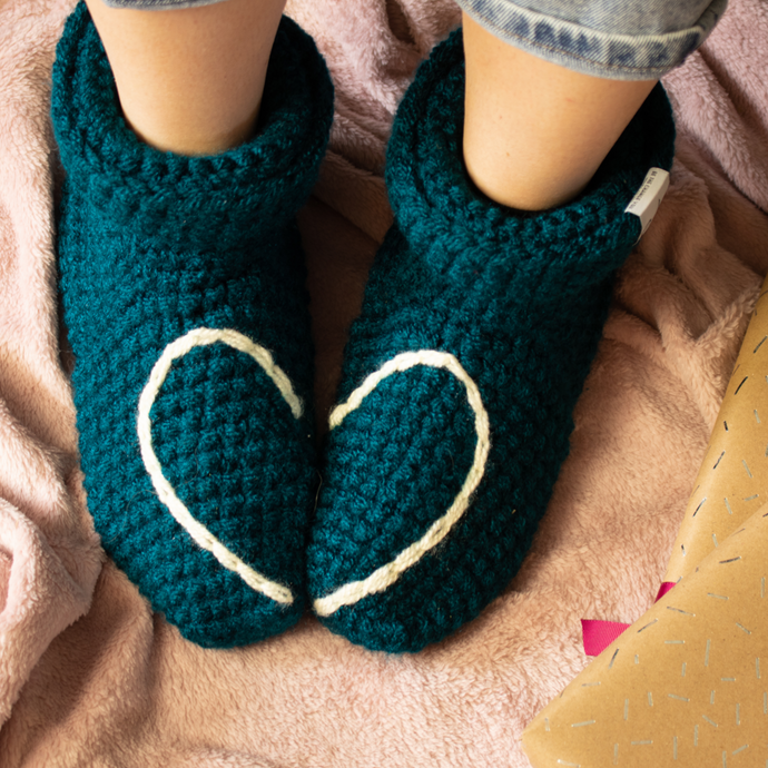 Slipper Socks With Love Heart - Adult-Slipper Socks-EKA