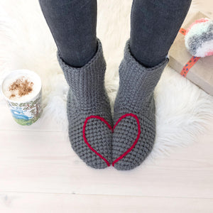 Slipper Socks With Love Heart - Adult-Slipper Socks-EKA