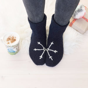 Slipper Socks With Snowflake Design-Slipper Socks-EKA