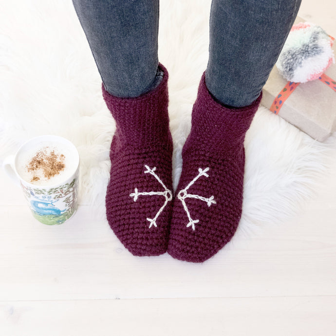 Slipper Socks With Snowflake Design-Slipper Socks-EKA