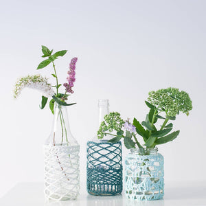 Organic Cotton Lace Covered Jar, Vase and Lantern-Lace Covered Vase-EKA