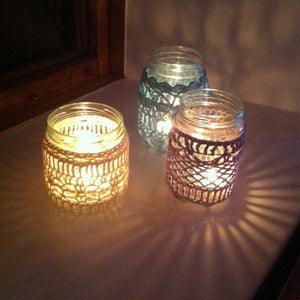 Organic Cotton Lace Covered Jar, Vase and Lantern-Lace Covered Vase-EKA