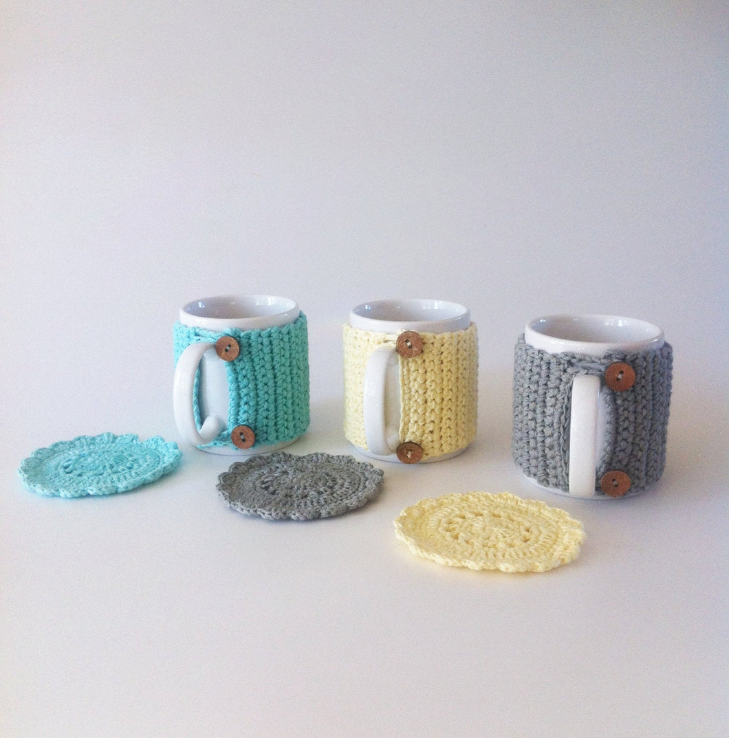 Organic Cotton Mug, Cosy And Coaster Set-Mug Cosies-EKA
