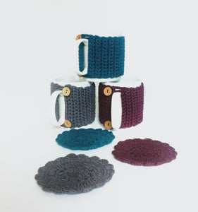 Organic Cotton Mug, Cosy And Coaster Set-Mug Cosies-EKA