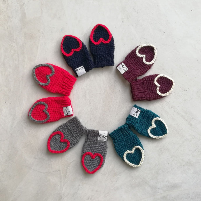 New Born Baby Heart Mittens-Mittens-EKA