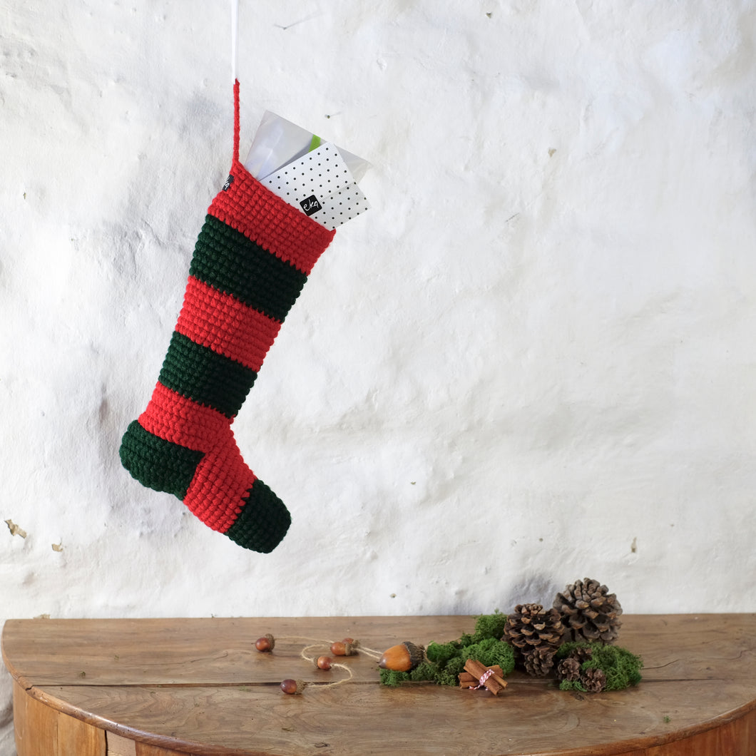 Chunky Striped Christmas Stocking-Hanging Toys-EKA