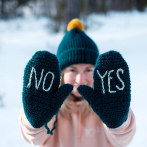 YES NO Mittens Handmade - Adult Size-Mittens-EKA